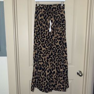 Leopard print wide leg pant